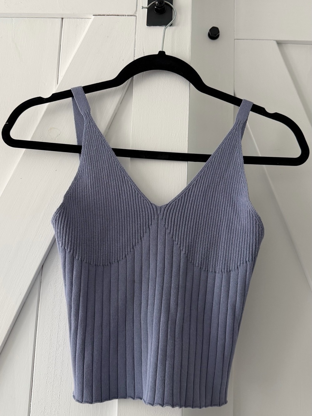 Active USA Ribbed V-Neck Tank Dress Top in Lavender